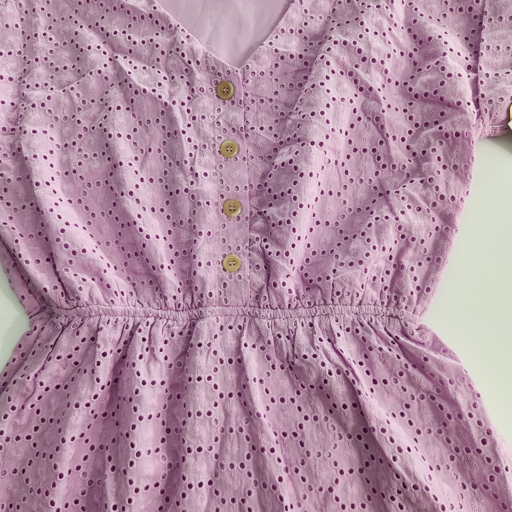 Copper Key Women's Dress Size S Lavender Eyelet Midi Short Sleeve V Neck NWT 01 - Picture 7 of 14